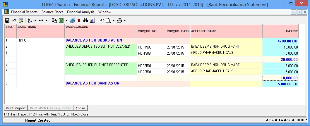 bank statement